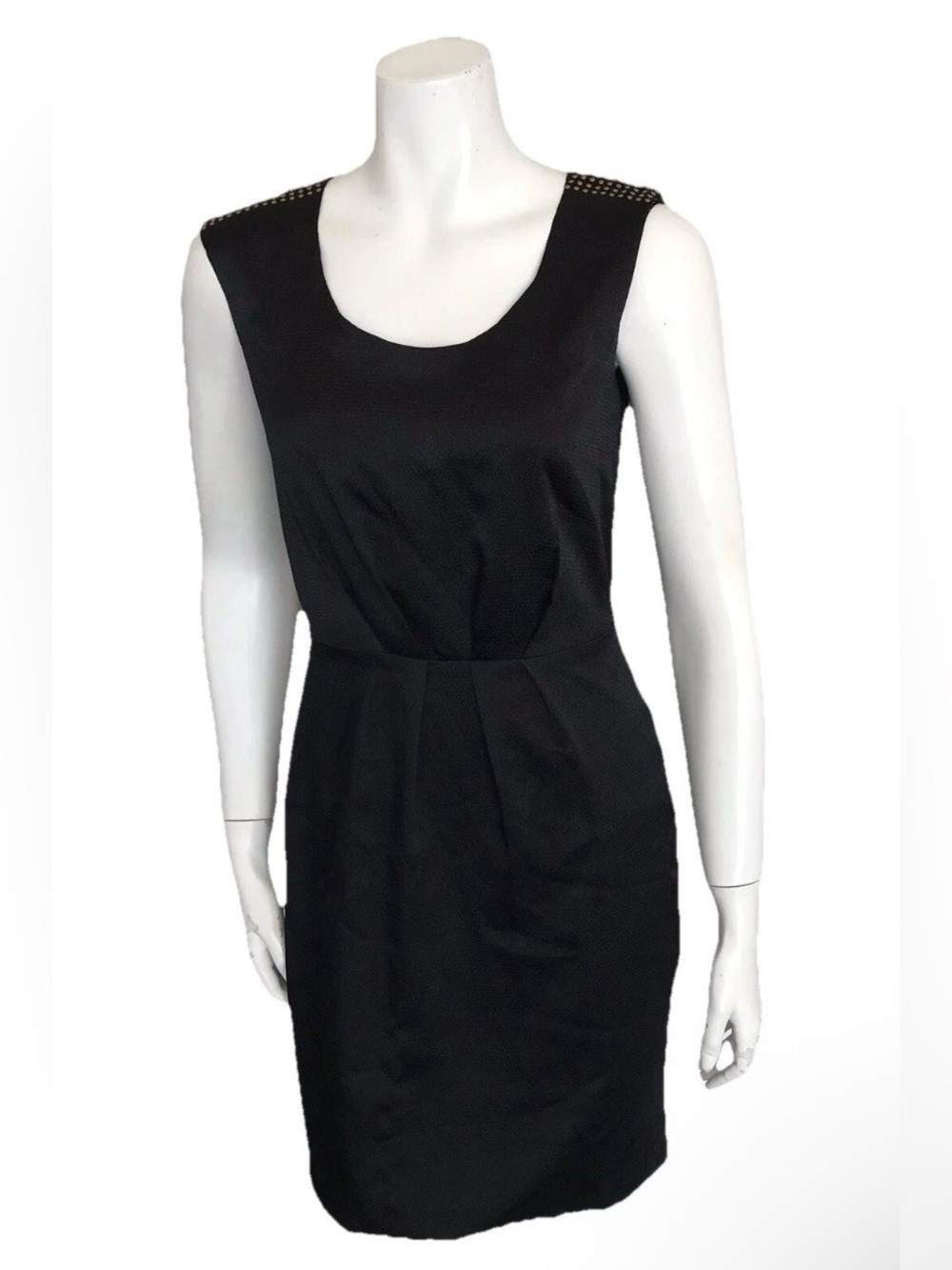 Chequer Black Gold Shoulder Studded Cocktail Sleeveless Short Dress (BA12) SZ 4